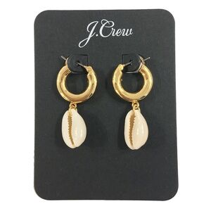 J. Crew Cowrie Shell Drop Huge Hoop Earrings